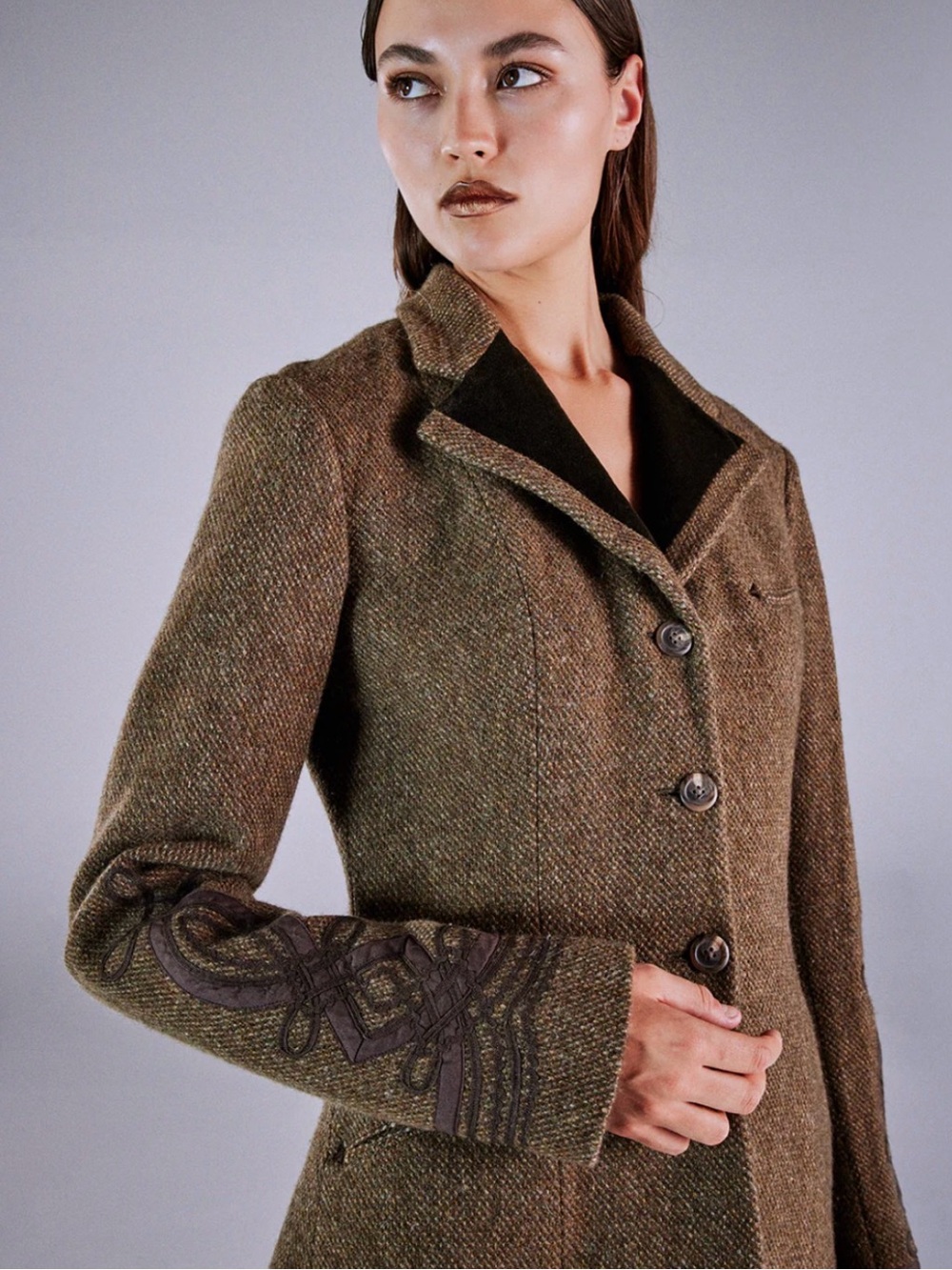 Ralph Lauren Equestrian Jacket Wool Tweed Blazer Embroidered Velvet Blue Label 8 - Picture 2 of 14